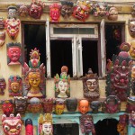 Replicas of wooden masks used by Tibetans and highland Nepalis in religious dances and shamanic rituals