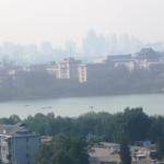 Panorama of the capital and view on Beihai Park and ... the smog