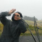 Repairing windscreen wipers in pouring rain